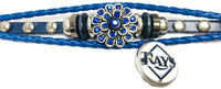 MLB Tampa Bay Rays Logo Blue Leather Bracelet  With Bonus Extra 18MM - 20MM Charm For Baseball Fans
