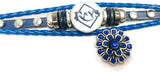 MLB Tampa Bay Rays Logo Blue Leather Bracelet  With Bonus Extra 18MM - 20MM Charm For Baseball Fans