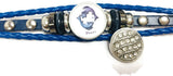 Horoscope Zodiac Pisces Sign Snap Blue Leather Bracelet  With Bonus Extra 18MM - 20MM Snap Jewelry Charm