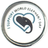 I Support World Elephant Day 18MM - 20MM Fashion Snap Jewelry Charm
