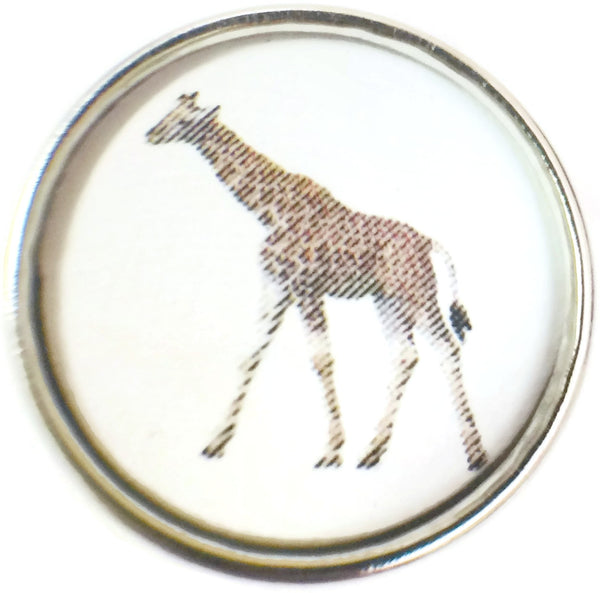 Adult Giraffe Walking Picture Art 18MM - 20MM Fashion Snap Jewelry Charm