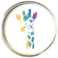 Rainbow Art Colorful Giraffe Picture 18MM - 20MM Fashion Snap Jewelry Charm