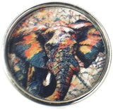 Splash Art Design Colorful Elephant Picture 18MM - 20MM Fashion Snap Jewelry Charm