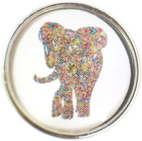 Cute and Colorful Art Elephant Picture 18MM - 20MM Fashion Snap Jewelry Charm