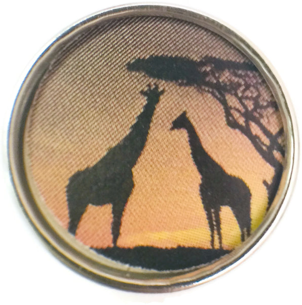 Giraffe Family Silhouette Sunset Picture 18MM - 20MM Fashion Snap Jewelry Charm
