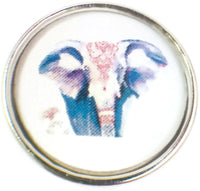 Pink And Blue Art Elephant Picture 18MM - 20MM Fashion Snap Jewelry Charm