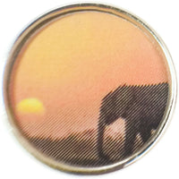 Elephant Walking In The Sunset Picture 18MM - 20MM Fashion Snap Jewelry Charm