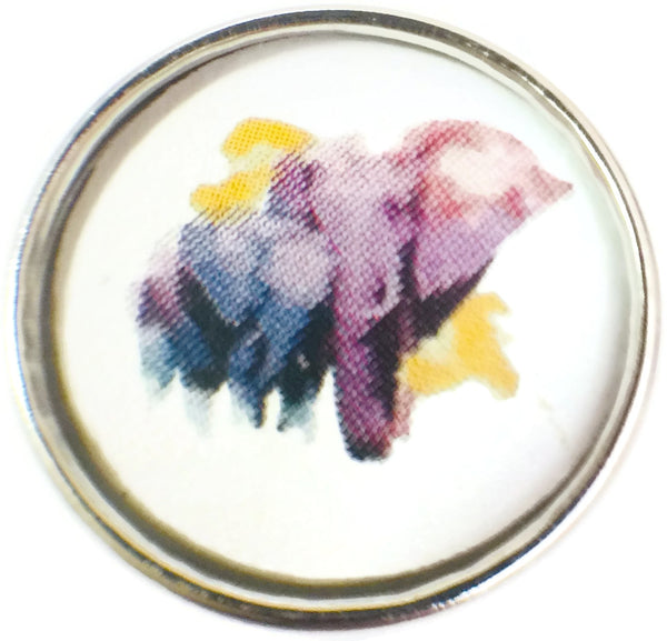 Colorful Mom and Baby Elephant Picture 18MM - 20MM Fashion Snap Jewelry Charm