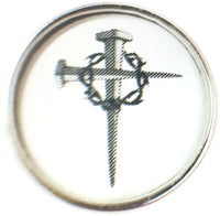 Cross Of Nails With Crown Of Thorn Religious Religion Christ Lord Jesus 18MM - 20MM Snap Charm
