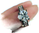 Classic Victoria Wieck Wedding Engagement Bride Ring 10K Black Gold Pink Baguette CZ Heart Diamond Beautiful