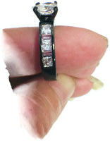 Classic Victoria Wieck Wedding Engagement Bride Ring 10K Black Gold Pink Baguette CZ Heart Diamond Beautiful