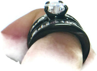 Classic Victoria Wieck Wedding Engagement Bride Ring 10K Black Gold Pink Baguette CZ Heart Diamond Beautiful