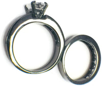 Classic Victoria Wieck Wedding Engagement Bride Ring 10K Black Gold Pink Baguette CZ Heart Diamond Beautiful