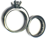 Classic Victoria Wieck Wedding Engagement Bride Ring 10K Black Gold Pink Baguette CZ Heart Diamond Beautiful