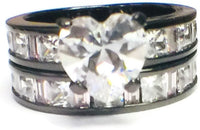 Classic Victoria Wieck Wedding Engagement Bride Ring 10K Black Gold Pink Baguette CZ Heart Diamond Beautiful