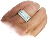 Anniversary Band Baguette White Topaz Cubic Zirconium Diamond 10KT White Gold Wedding Band Ring Sz 5-11