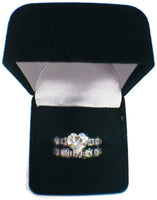 Classic Victoria Wieck Wedding Engagement Bride Ring 10K Black Gold Pink Baguette CZ Heart Diamond Beautiful