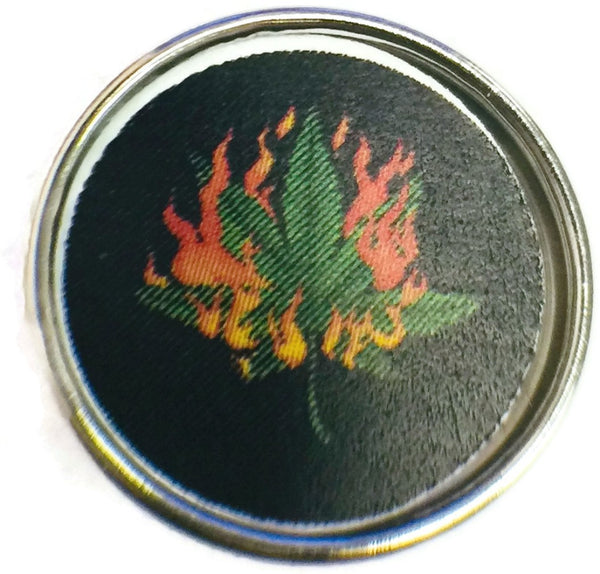 Flaming Marijuana Cannabis Chronic Pot Leaf 18MM - 20MM Fashion Snap Jewelry Charm