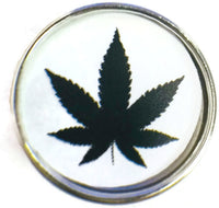 Black Marijuana Cannabis Chronic Pot Leaf 18MM - 20MM Fashion Snap Jewelry Charm