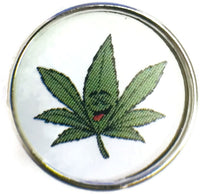 Laughing Marijuana Cannabis Chronic Pot Leaf 18MM - 20MM Fashion Snap Jewelry Charm