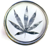 Black and White Marijuana Cannabis Chronic Pot Leaf 18MM - 20MM Fashion Snap Jewelry Charm