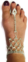 1 Pair Barefoot Sandal Rhinestone Diamond Bling Beach Wedding Bride Ankle Bracelet Toe Ring Foot or Hand Jewelry