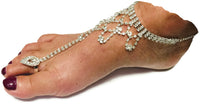 1 Pair Barefoot Sandal Rhinestone Diamond Bling Beach Wedding Bride Ankle Bracelet Toe Ring Foot or Hand Jewelry