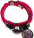 Cancer Sucks Breast Awareness Hope For Cure Pink Rope Leather Bracelet With 2 18MM - 20MM Snap Jewelry Charms