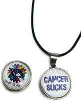 Cancer Sucks That's All Breast Cancer Support Awareness Hope For A Cure Pendant Necklace  W/2 18MM - 20MM Snap Jewelry Charms