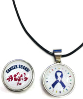 Cancer Sucks Hibiscus Purple Ribbon Breast Cancer Support Awareness Hope For A Cure Pendant Necklace  W/2 18MM - 20MM Snap Jewelry Charms
