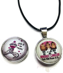 Hear See Speak No Evil Sock Monkey Pink Ribbon Breast Cancer Support Awareness Hope Cure Pendant Necklace  W/2 18MM - 20MM Snap Jewelry Charms