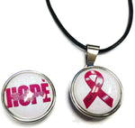 Hope Believe Find The Cure Ribbon Breast Cancer Support Awareness Pendant Necklace  W/2 18MM - 20MM Snap Jewelry Charms
