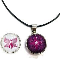 Beautiful Butterfly and Cool Pink Ribbon Breast Cancer Support Awareness Pendant Necklace  W/2 18MM - 20MM Snap Jewelry Charms