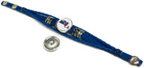 NFL Football Fan New England Patriots Blue Leather Bracelet W/ Cool Logo And State 18MM - 20MM Snap Charms