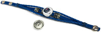 NFL Football Fan Houston Texans Blue Leather Bracelet W/ Logo And Helmet 18MM - 20MM Snap Charms