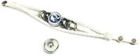 NFL Football Fan Tennessee Titans White Leather Bracelet W/ Blue Logo & Helmet 18MM - 20MM Snap Charms