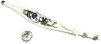 NFL Houston Texans Football Fan White Leather Bracelet W/ Logo & Helmet 18MM - 20MM Snap Charms