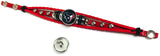 NFL Houston Texans Football Fan Red Leather Bracelet W/ Texans Logo & Blue Logo 18MM - 20MM Snap Charms