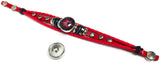 NFL Football Fan New England Patriots Red Leather Bracelet W/ Blue Man Red Blast 18MM - 20MM Snap Charms