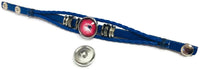 NFL Football Fan New England Patriots Blue Leather Bracelet Go Pats W 2 Logo 18MM - 20MM Snap Charms
