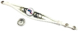 NFL New England Patriots White Leather Football Fan Blue Man & Massachusetts Bracelet W/2 18MM - 20MM Snap Charms
