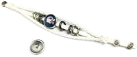 NFL New England Patriots Bracelet NFL Football Fan White Leather Burst Helmet W/2 18MM - 20MM Snap Charms