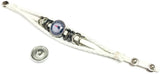 NFL New England Patriots Bracelet NFL Football Fan White Leather Circle Logo Pats W/2 18MM - 20MM Snap Charms