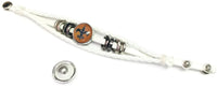NFL New Orleans Saints Bracelet NFL Football Fan White Leather Old Gold & Shield Logo W/2 18MM - 20MM Snap Charms
