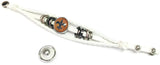 NFL New Orleans Saints Bracelet NFL Football Fan White Leather Old Gold & Shield Logo W/2 18MM - 20MM Snap Charms