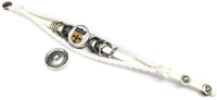 NFL New Orleans Saints Bracelet NFL Football Fan White Leather Girl Loves Saints Shield W/2 18MM - 20MM Snap Charms
