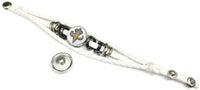 NFL Shield & Logo For New Orleans Saints Bracelet Football Fan White Leather W/2 18MM - 20MM Snap Charms