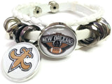 NFL New Orleans Saints Logo Bracelet Team Spirit Football Fan White Leather W/2 18MM - 20MM Snap Charms