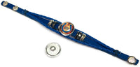 NFL Logo Indianapolis Colts Bracelet Flaming Horseshoe & Tribal Football Fan Blue Leather  W/2 18MM - 20MM Snap Charms