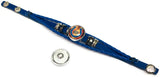 NFL Logo Indianapolis Colts Bracelet Flaming Horseshoe & Tribal Football Fan Blue Leather  W/2 18MM - 20MM Snap Charms